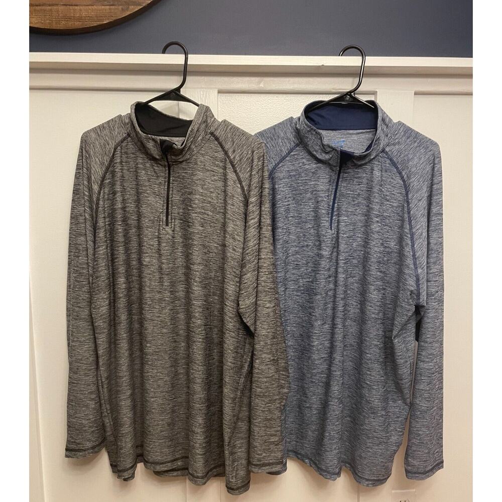 Lot of 2 TGW Golf‎ 1/4 Zip Performance Pullovers Mens Size 2XL, Gray and Blue
